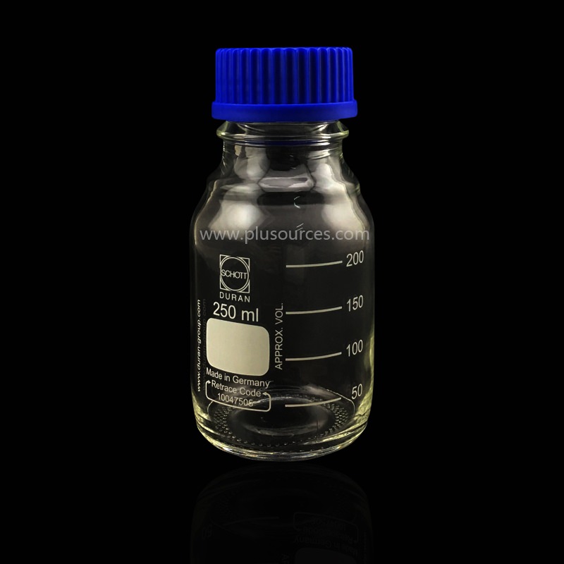 肖特蓝盖瓶，溶剂瓶，透明，含盖，250mL
